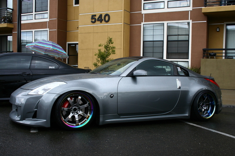 photo 1 Nissan 350Z custom wheels Rays Engineering Gram Lights 57S Pro 19x9.5, ET +10, tire size 235/35 R19. 19x10.0 ET-15 