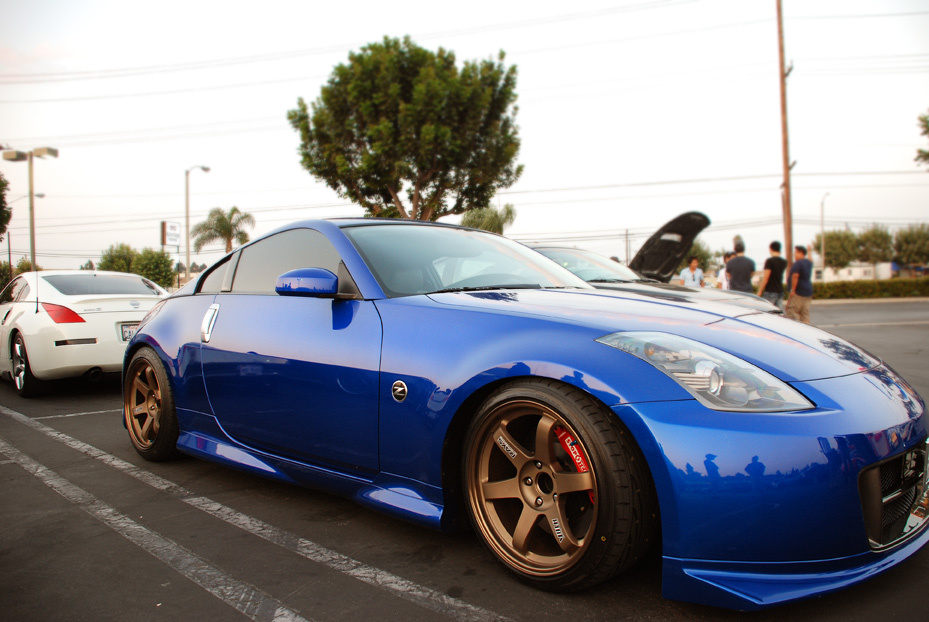 photo 2 Nissan 350Z custom wheels Rays Engineering Volk Racing TE37 18x9.5, ET +12, tire size 245/35 R18. 19x10.5 ET+15 275/35 R19