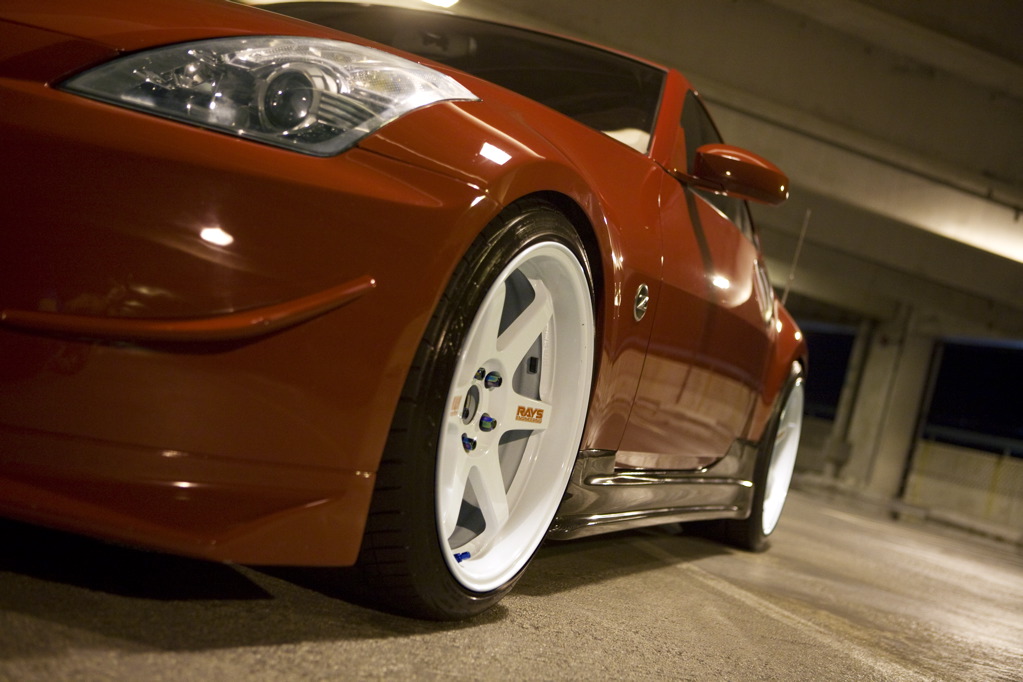 photo 2 Nissan 350Z custom wheels Rays Engineering Volk Racing TE37 19x9.5, ET +12, tire size 245/35 R19. 19x10.5 ET+12 275/35 R19
