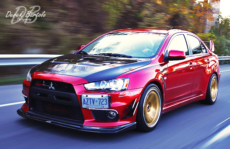 photo 1 Mitsubishi Lancer Evolution custom wheels Greddy Gullflame Gravity 18x9.5, ET +15, tire size 265/35 R18. x ET