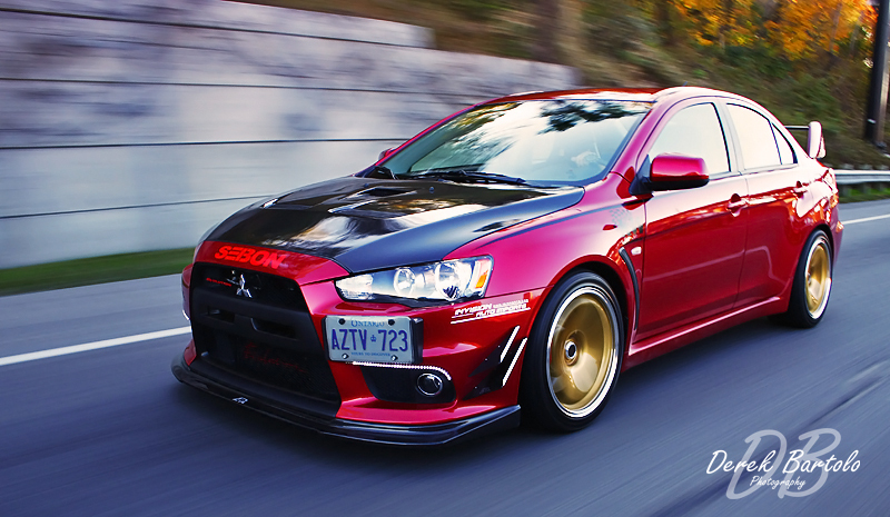 photo 2 Mitsubishi Lancer Evolution custom wheels Greddy Gullflame Gravity 18x9.5, ET +15, tire size 265/35 R18. x ET